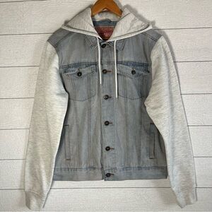 Brooklyn Cloth Light Blue and Gray Denim Windbreaker Jacket Size Medium